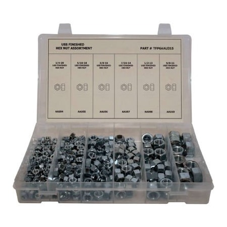 Titan Fasteners 315 Piece Finished Hex Nut Assortment - 1/4" to 5/8" - Grade 2 - Coarse Thread TFP6AAU315
